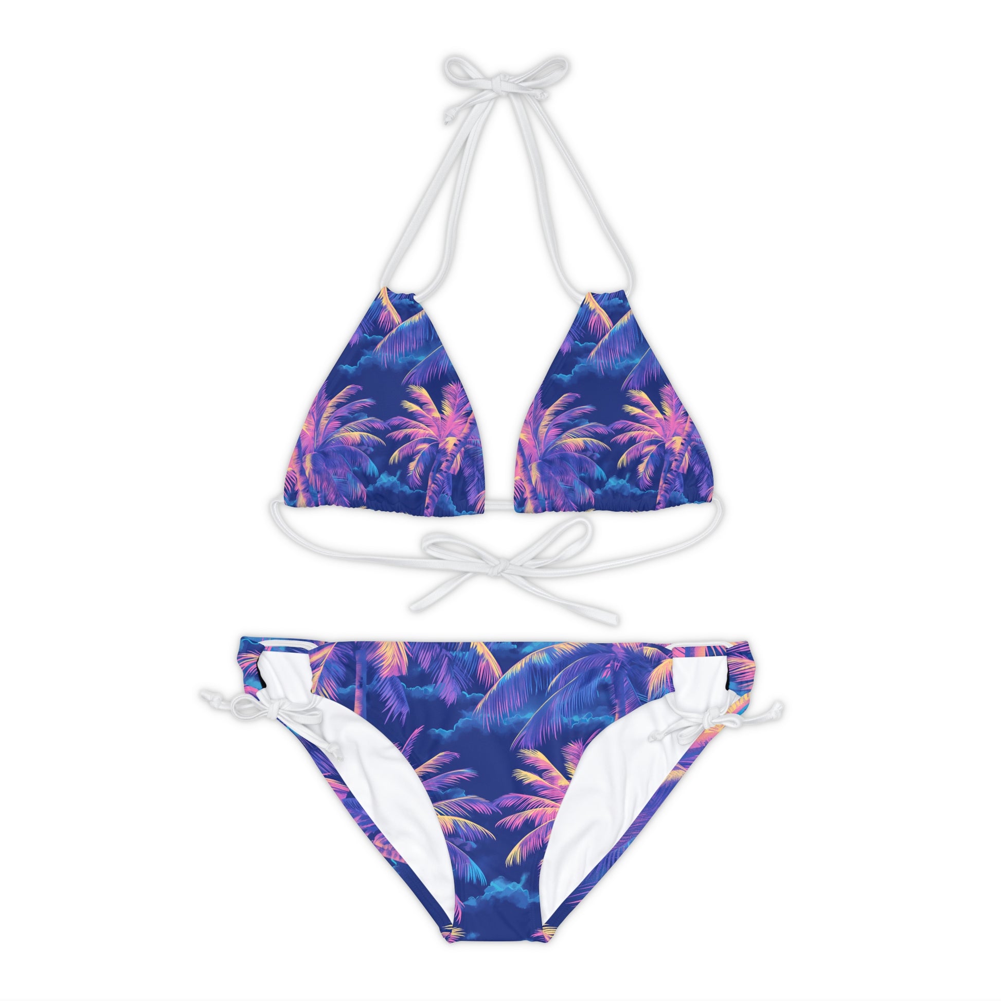 Vaporwave Palms Strappy Bikini Set - Mila Beachwear