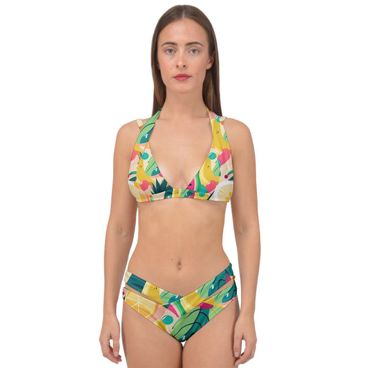 Tropical Fruit Cocktail Double Strap Halter Bikini Set - Mila Beachwear