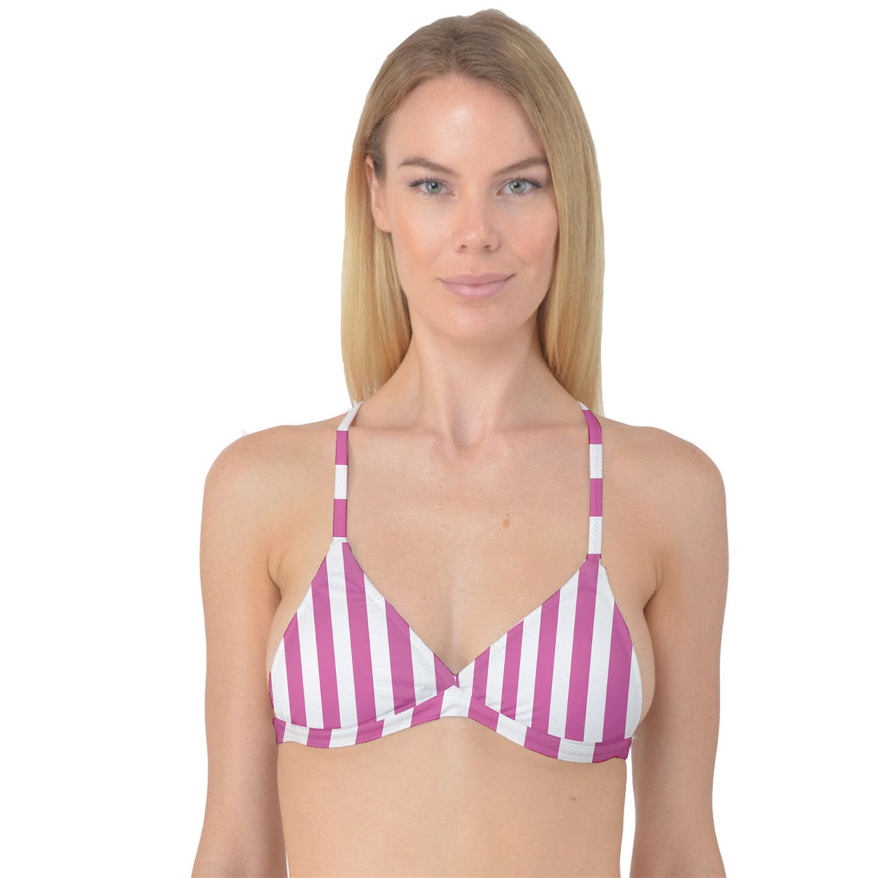 Pink Linear Luxe Reversible Tri Bikini Top - Mila Beachwear