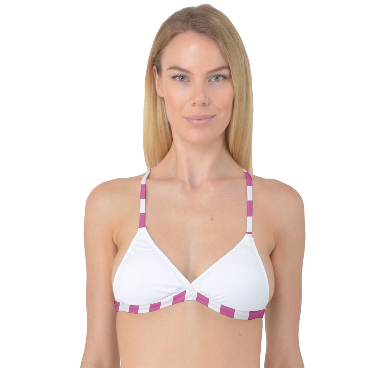 Pink Linear Luxe Reversible Tri Bikini Top - Mila Beachwear