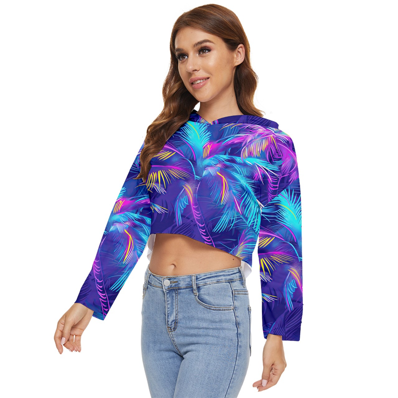 Psychedelic Palms Women's Lightweight Cropped Hoodie