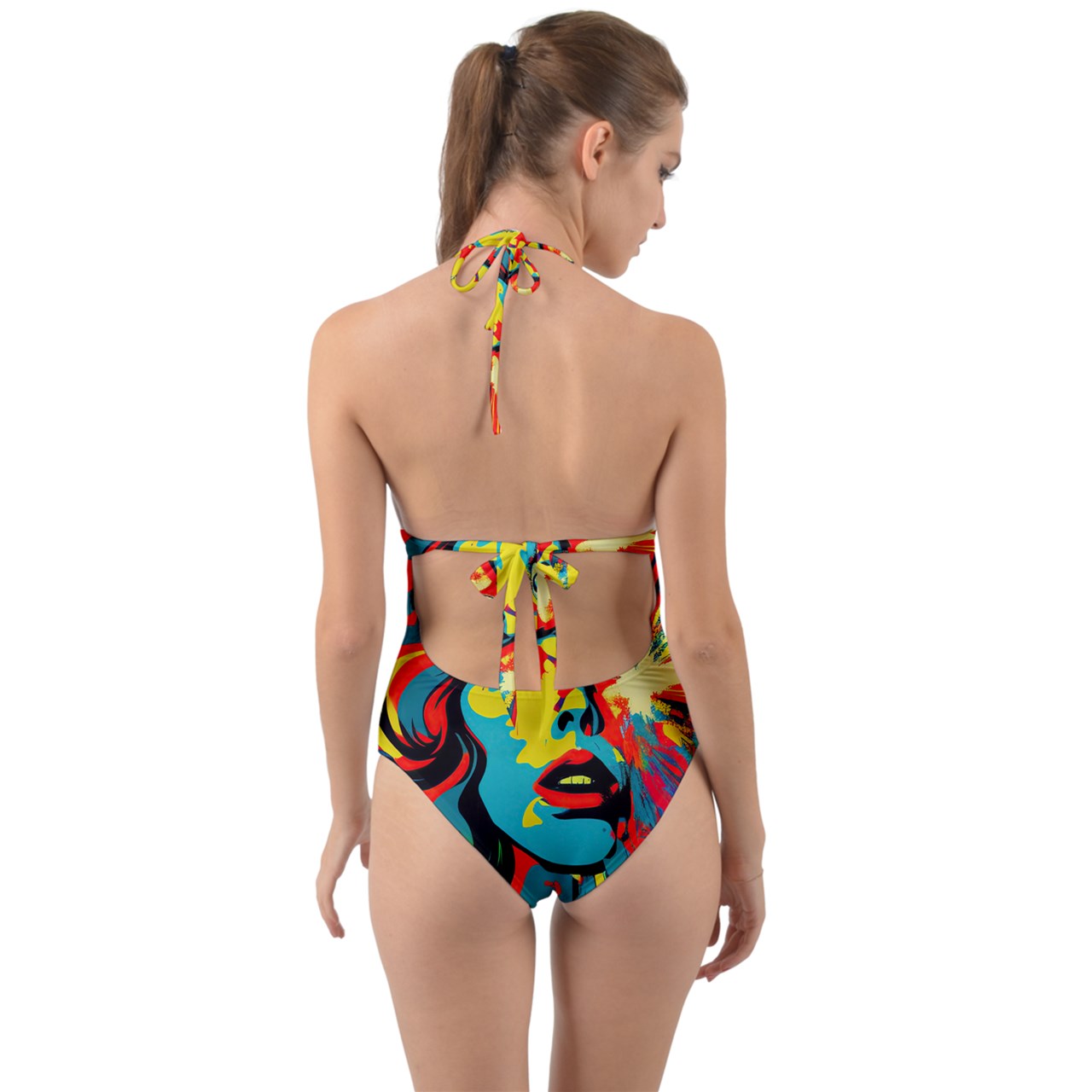 Pop Art Halter Cut-Out One-Piece Swimsuit