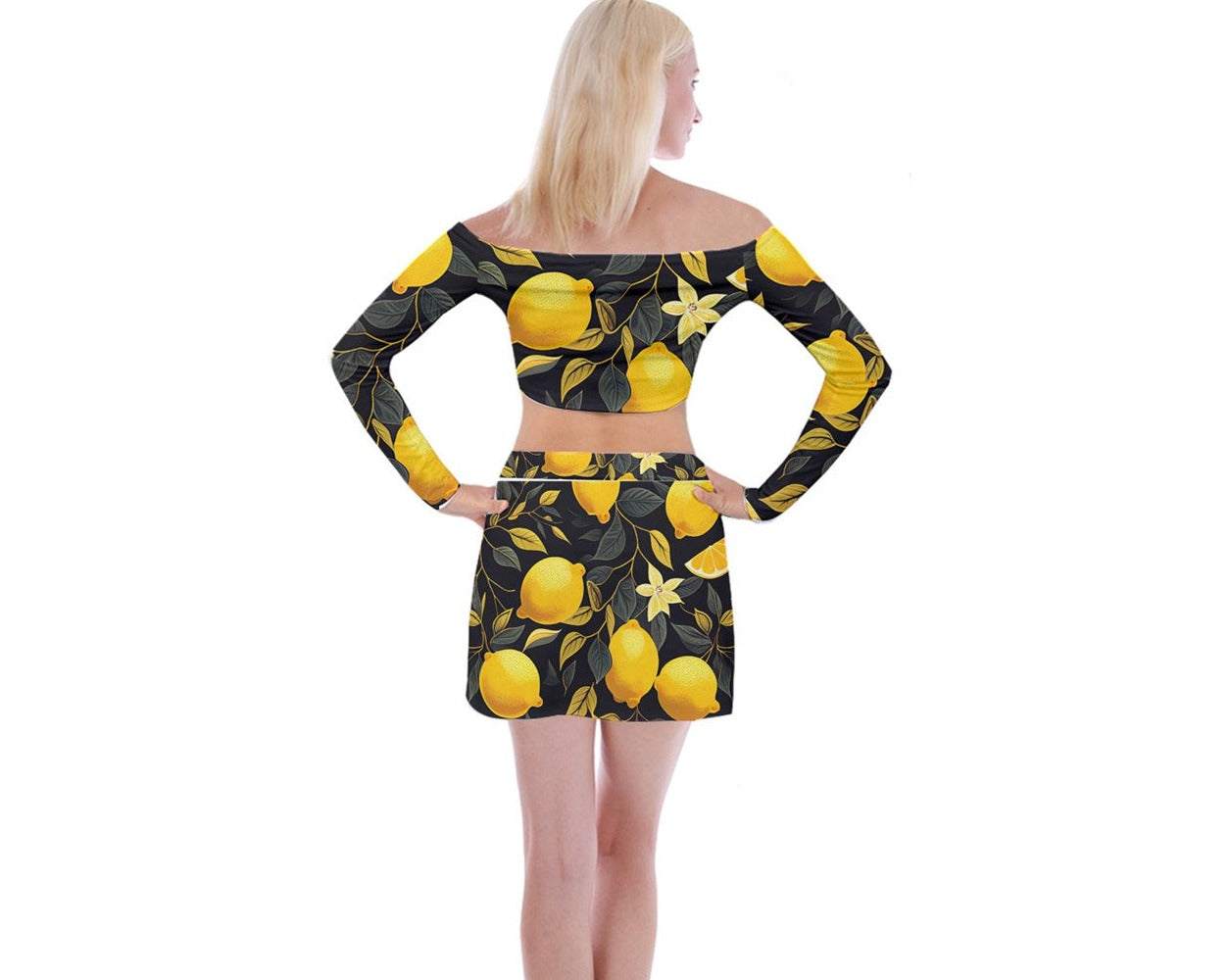 Sorrento Lemon Delight Off Shoulder Top with Mini Skirt Set