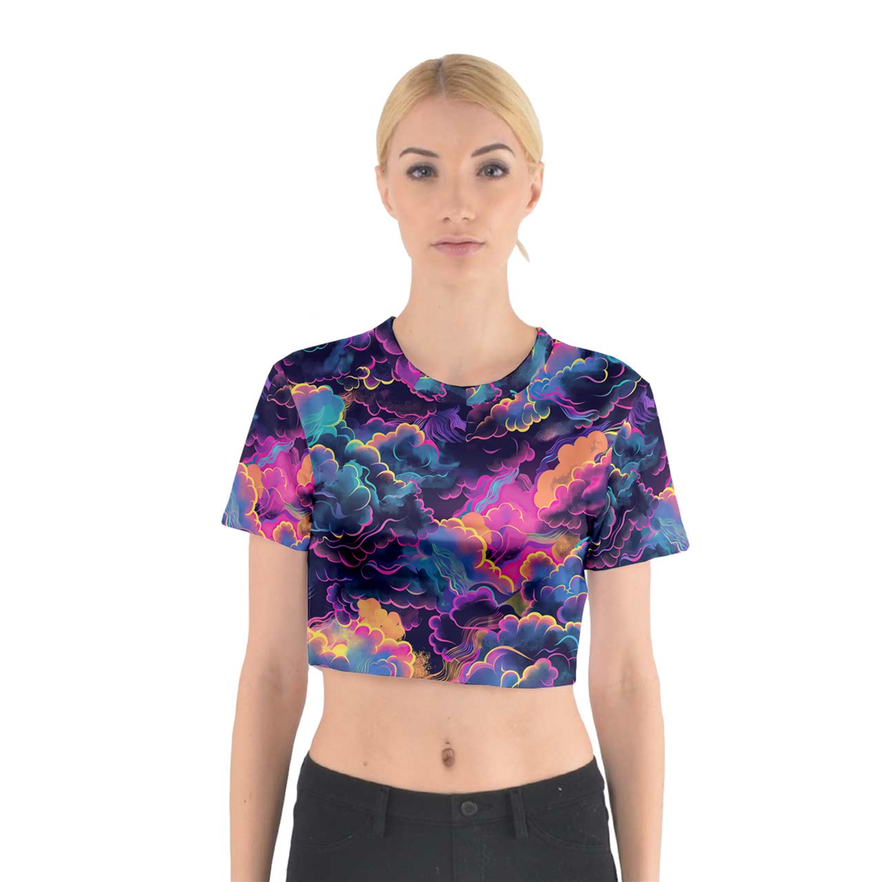 Whimsical Sky Cotton Crop Top