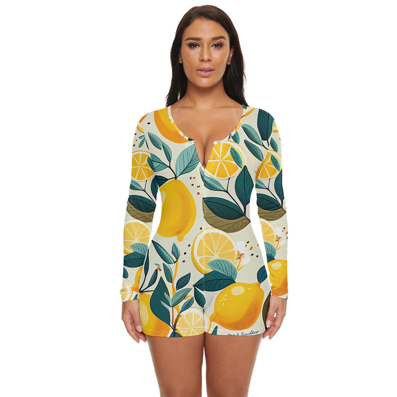 Amalfi Lemon Long Sleeve Boyleg Swimsuit