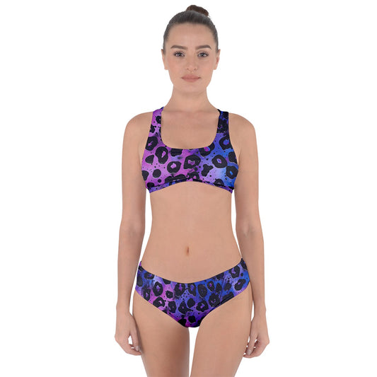 Blue Lagoon Panther Criss Cross Bikini Set