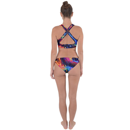 Cosmic Kaleidoscope Cross Back Hipster Bikini Set