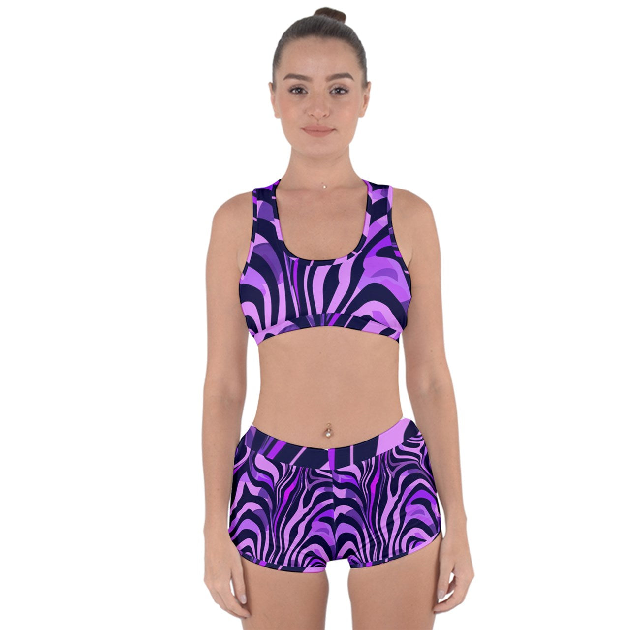 Lavender Safari Racerback Boyleg Bikini Set