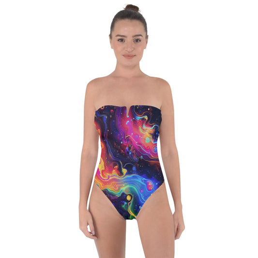 Cosmic Kaleidoscope Tie Back One Piece Swimsuit