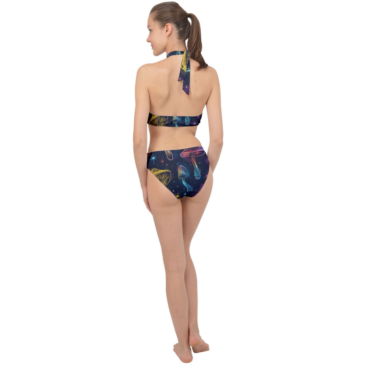 Magic Shrooms Halter Side Cut Swimsuit