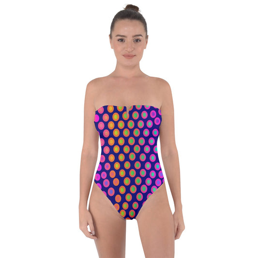 Electric Dots Tie Back One Piece Swimsuit