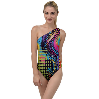 Neon Polka To One Side Swimsuit