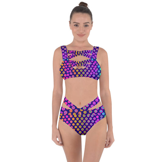 Electric Dots Bandaged Up Bikini Set