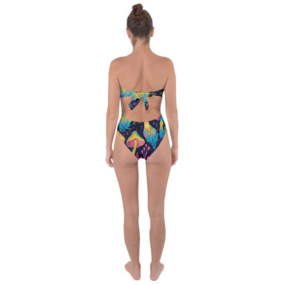 Neon Shrooms Tie Back One Piece Swimsuit