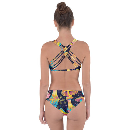 Neon Shrooms Criss Cross Bikini Set