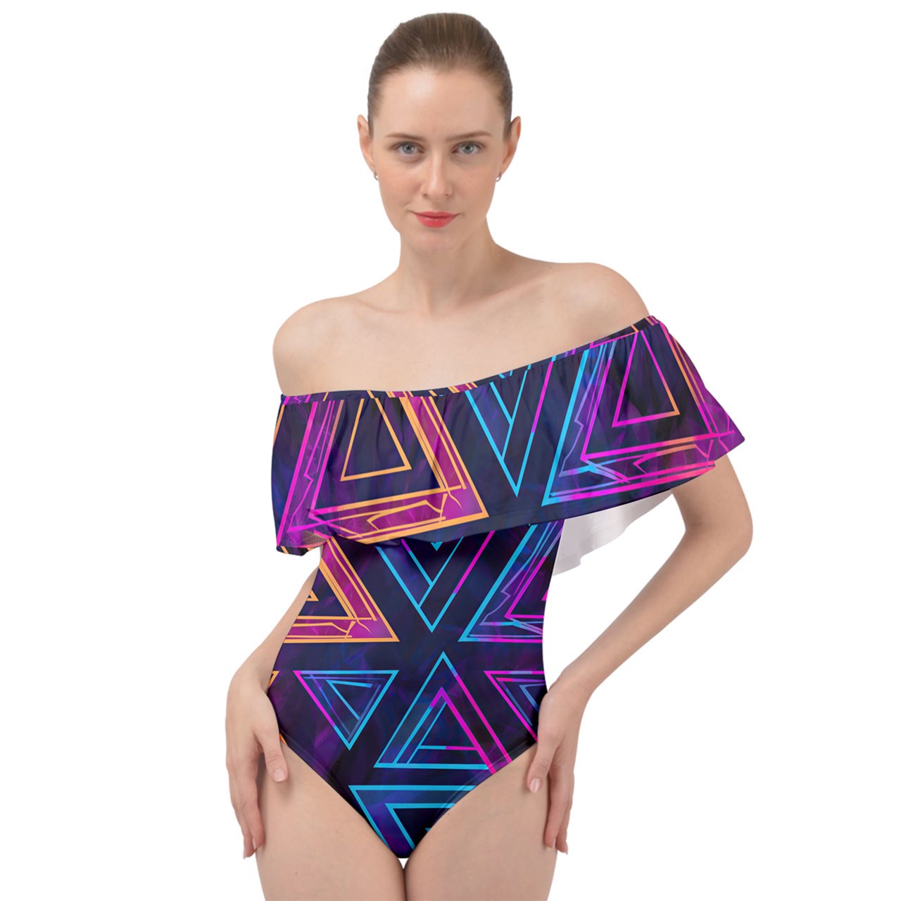 Triangular Prism Shoulder Velour Bodysuit