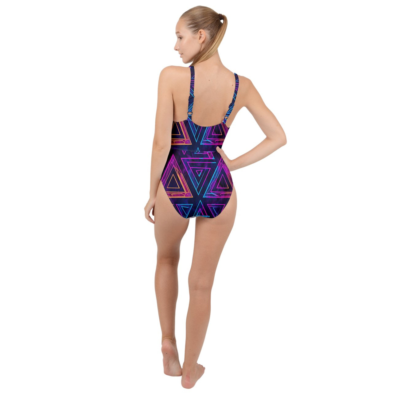 Triangular  Prism High Neck One Piece Swimsuit