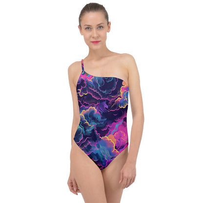 Whimsical Sky Classic One Shoulder Swimsuit