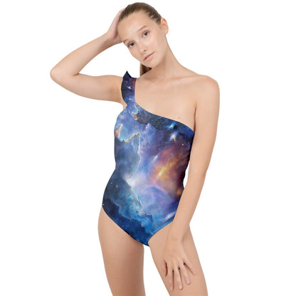 Galaxy Frilly One Shoulder Swimsuit