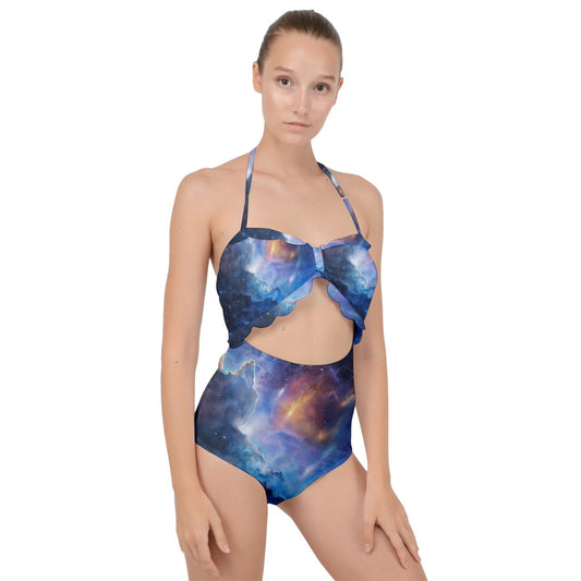 Galaxy Scallop Top Cut Out Swimsuit