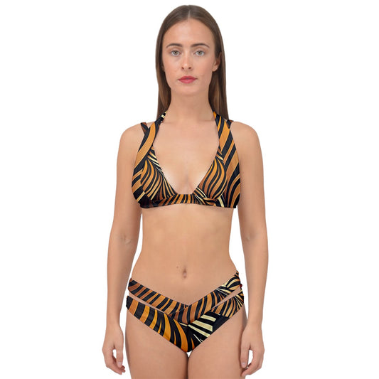 Savage Stripes Double Strap Halter Bikini Set