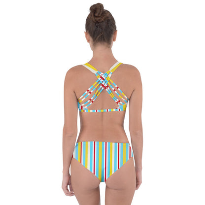 Color Block Linear Luxe Criss Cross Bikini Set