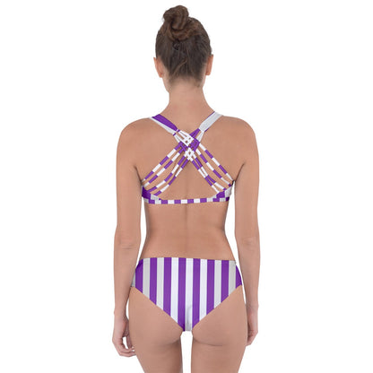 Purple Linear Luxe Criss Cross Bikini Set