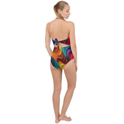 Rainbow Dreamland Scallop Top Cut Out Swimsuit