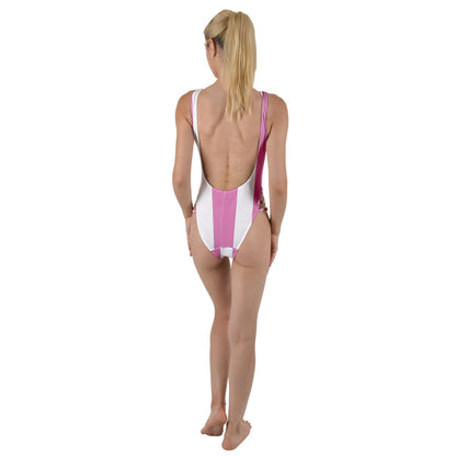 Pink Linear Luxe High Leg Strappy Swimsuit