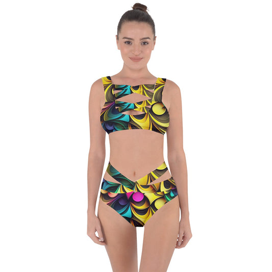 Exotic Mosaic Bandaged Up Bikini Set