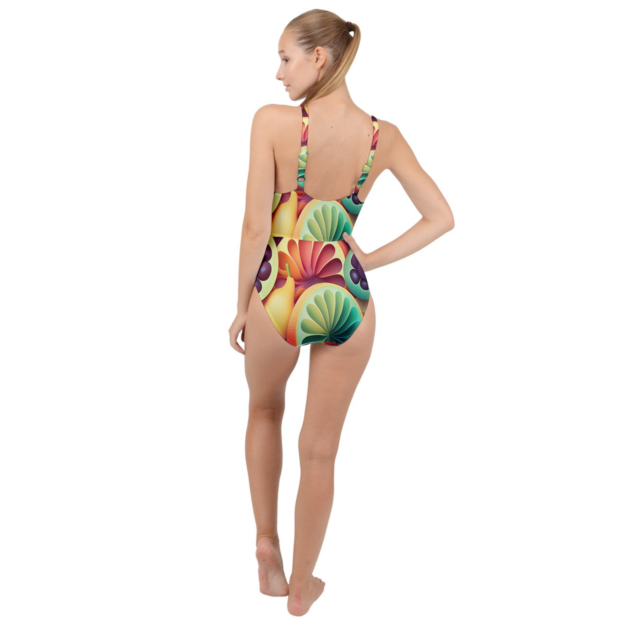 Tropical Salad High Neck One Piece Swimsuit