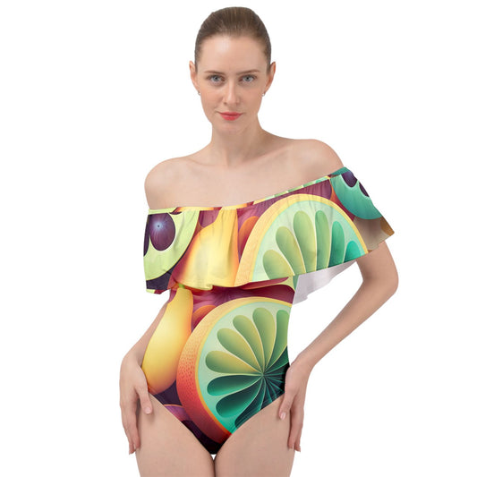 Tropical Salad Off Shoulder Velour Bodysuit