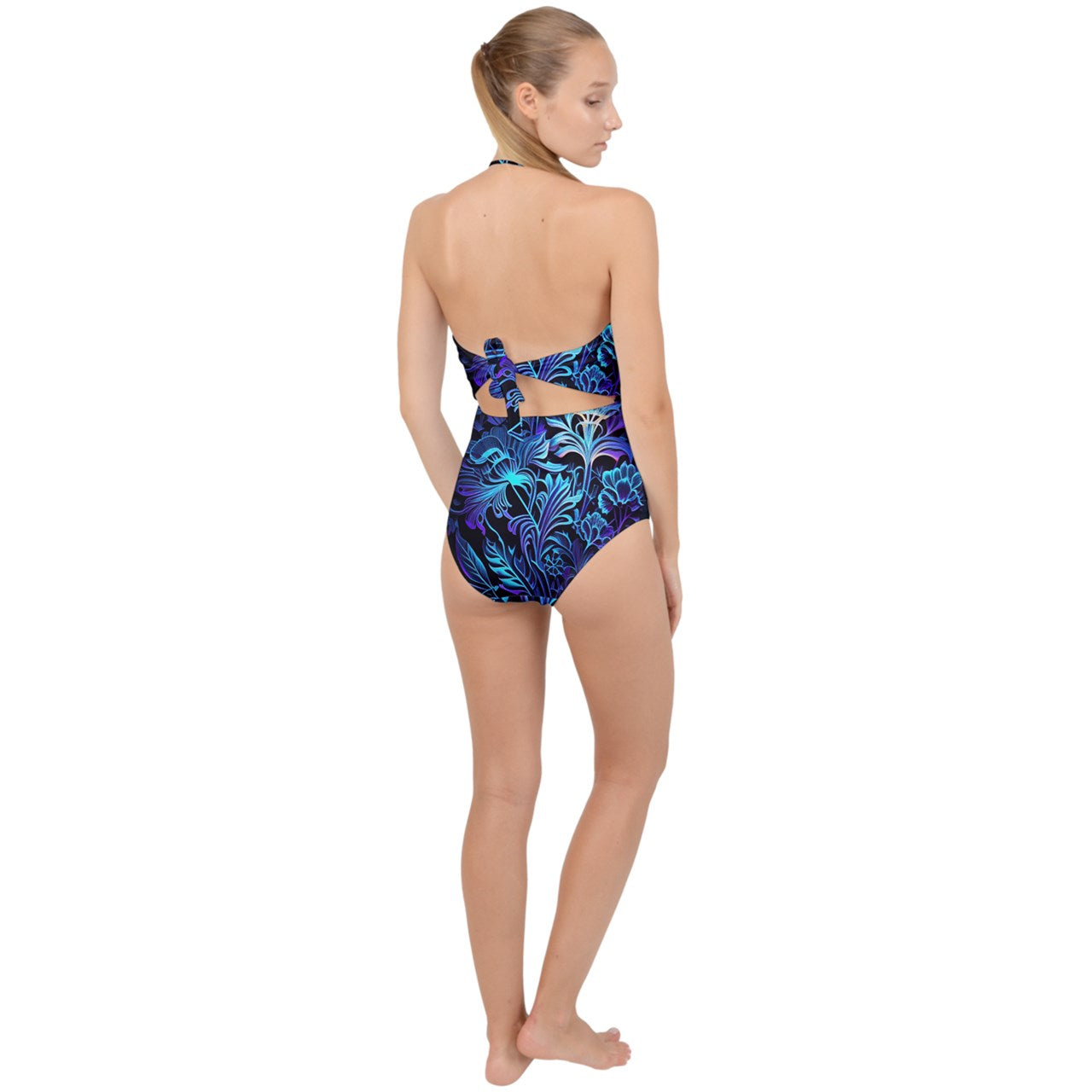 Electric Bloom Scallop Top Cut Out Swimsuit