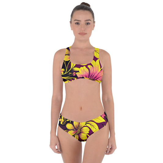 Sunshine Blooms Criss Cross Bikini Set