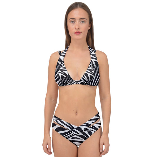Zebra Double Strap Halter Bikini Set