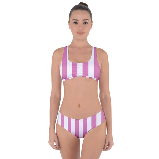 Pink Linear Luxe Criss Cross Bikini Set