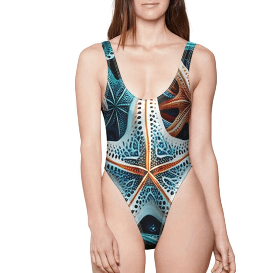 Starfish High Cut One-Piece Foil Swimsuit - Mila Beachwear