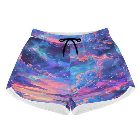 In the Clouds Womens All Over Print Casual Beach Shorts - Mila Beachwear
