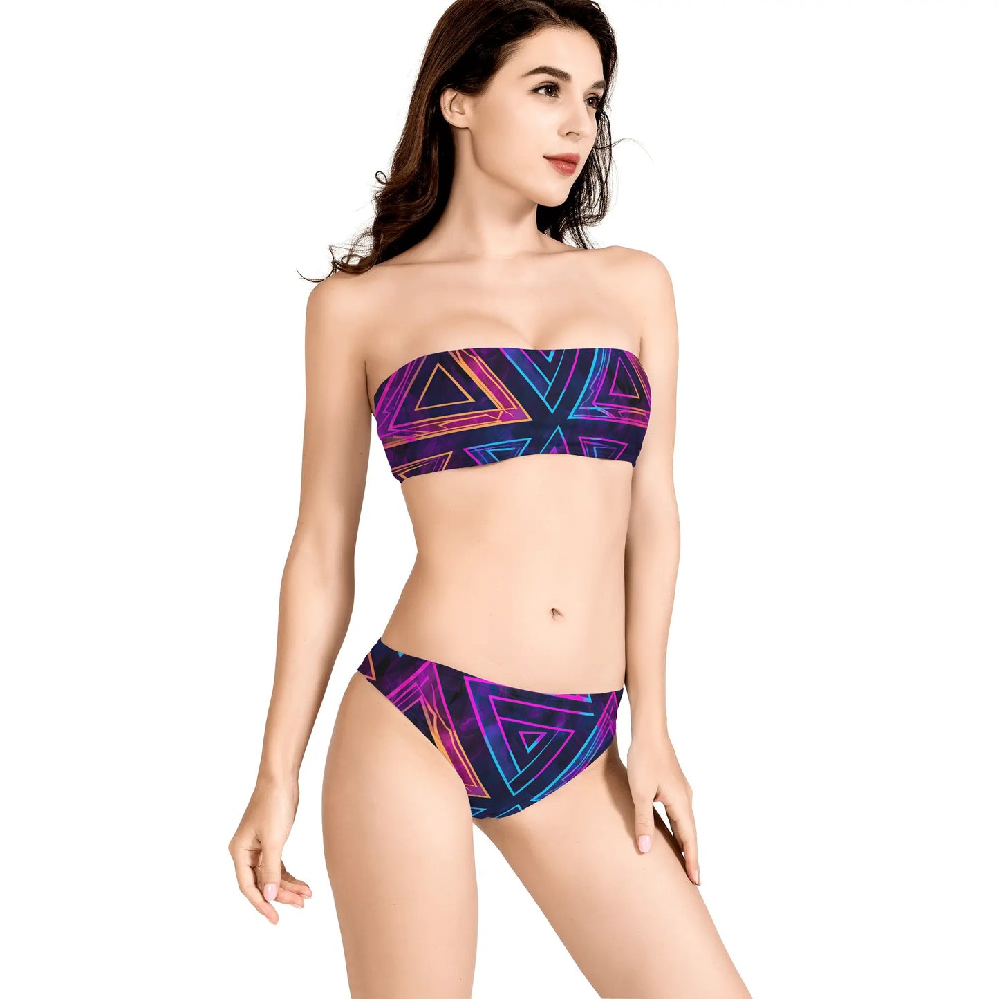 Triangular Prism Womens Two Piece Bandeau Strapless Bikinis Swimsuit - Mila Beachwear