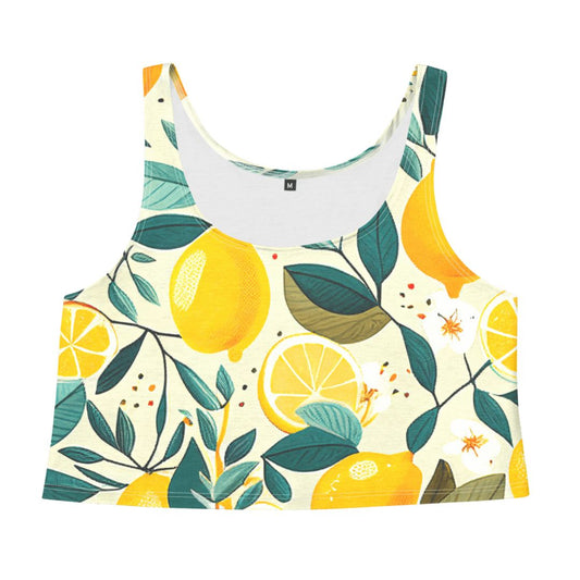Amalfi Lemon Womens Crop Tank Top - Mila Beachwear