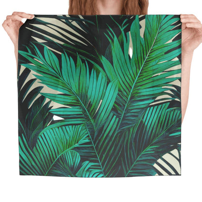Green Jungle Leaves Chiffon Bandana - Mila Beachwear