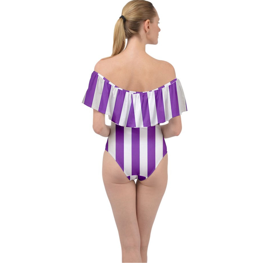 Purple Linear Luxe Off Shoulder Velour Bodysuit