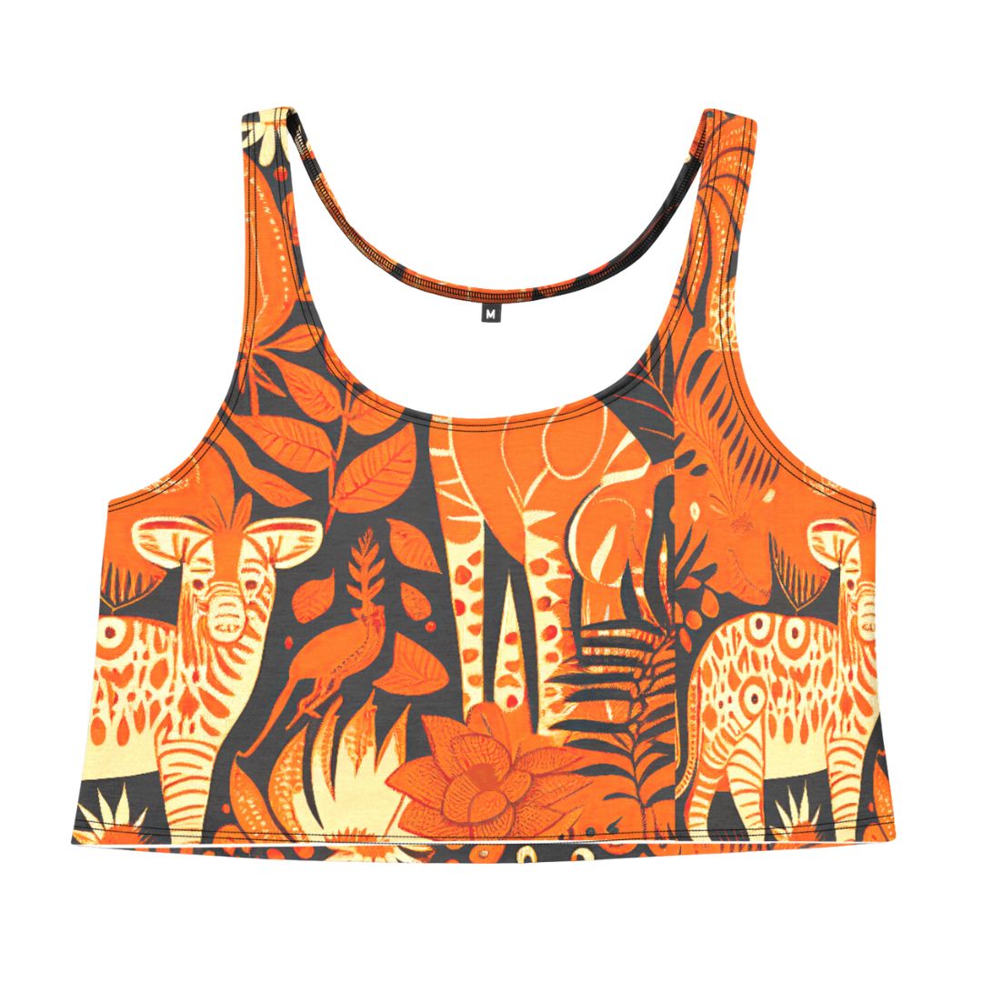 Orange Jungle Womens Crop Tank Top - Mila Beachwear
