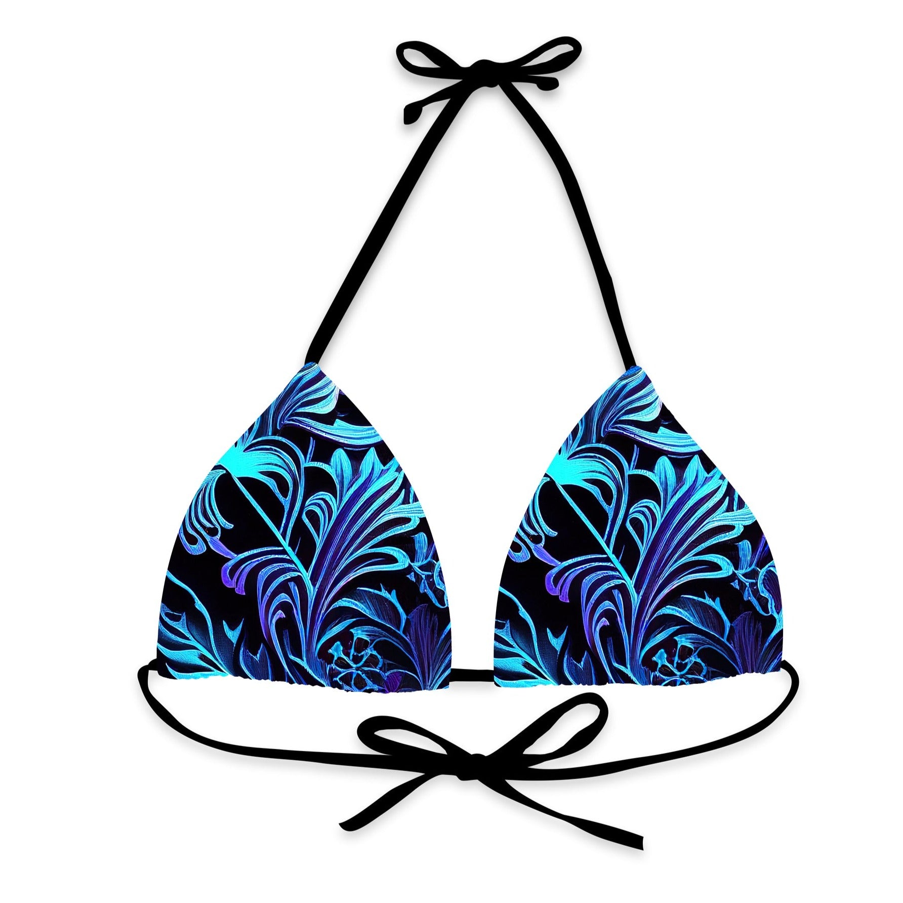 Blue Psychedelic Floreal Triangle Bikini Top - Mila Beachwear