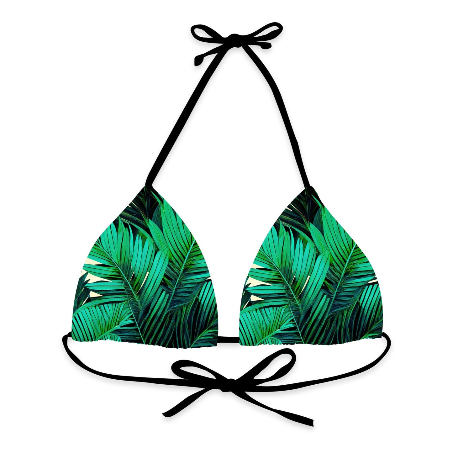 Green Jungle Leaves Triangle Bikini Top - Mila Beachwear
