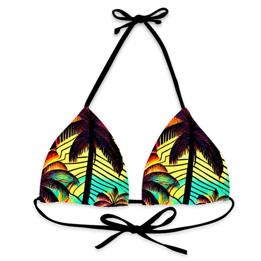 Psychedelic Tropical Palms Triangle Bikini Top - Mila Beachwear