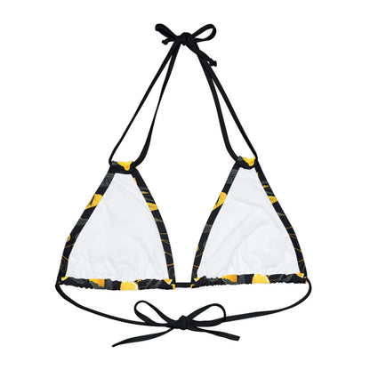 Amalfi Black Lemons Strappy Triangle Bikini Top - Mila Beachwear