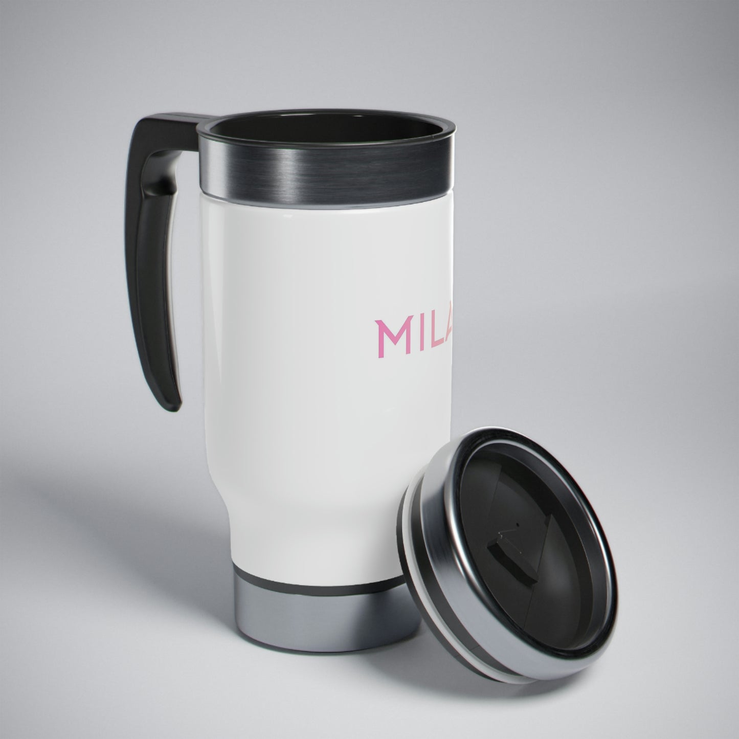 Mila Logo Basic Stainless Steel Travel Mug with Handle, 14oz - Mila Beachwear