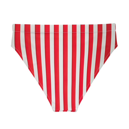 Red Linear Luxe High-Waisted Bikini Bottom - Mila Beachwear
