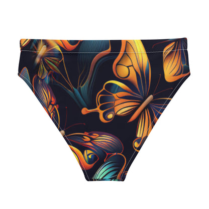 Psychedelic Butterflies High- Waisted Bikini Bottom - Mila Beachwear